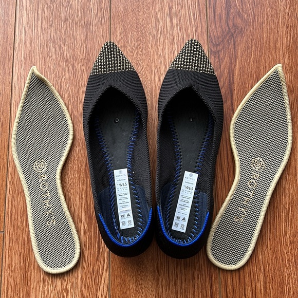 Rothy’s The Point Licorice Black Gold Limited Edition 6.5 EUC. Rare & Retired. - Picture 5 of 6